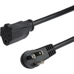 StarTech.com 3ft (1m) Power Extension Cord, Right Angle NEMA 5-15P to NEMA 5-15R, 13A 125V, 16AWG, Computer Power Extension Cord, Flat Extension Cord, AC Outlet Extension Cable, UL Listed (PAC101R3)