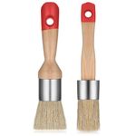 2 Pieces Chalk Paint Brush, Chalk and Wax Paint Brush Chalk Paint Tool for Furniture Reusable Flat and Round Chalked Paint Brush for Folk Art Home Décor Wood Projects Furniture Stencils(Red)