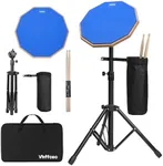 12 Inch Practice Drum Pad with Stand and Sticks, Beginner Snare Drum Pad with Drumsticks(2 pairs) and Carrying Bag, Double Sided Silent Drum Pad (Blue)