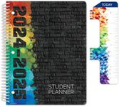 Global Datebooks Dated Middle School or High School Student Planner for Academic Year 2024-2025 includes Ruler/Bookmark and Planning Stickers (Block Style - 8.5"x11" - Black Painted Brick)