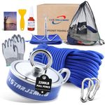 TZSTARJIMAG Double Side Magnet Fishing Kit,2200 Lb Super Strong Fishing Magnets kit with 66 Ft Rope,Large Neodymium Magnetic Fishing with a Full Range of Accessories for Treasure&Underwater Cleaning