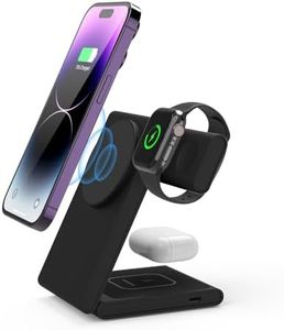 Wireless Charger for iPhone, iWatch, AirPods, 15W Fast Magnetic Wireless Charger for Samsung S Series, Wireless Charger Stand for iPhone 14 13 12, Apple Watch, Earbuds & Qi Enabled Smart Phones