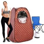 Portable Sauna for Home Full Body Personal Sauna Steam Sauna at Home Spa with 2.6L 1000W Steam Generator, 90 Minute Timer, Foldable Chair, Remote Control Included(Brown)