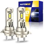 AUTOONE H7 LED Headlight Bulbs, 400% Brighter 1:1 Mini Size LED H7 Light Bulbs, Plug and Play with Turbofan No Adapter Required, Super Bright H7 Halogen Replacement Bulb 6000K White, Pack of 2