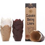 Bake Choice Nordic Paper 200Pcs Tulip Cupcake Liners for Baking, Parchment Paper Muffin Liners, Cupcake Liner, Tulip Muffin Liners, Cupcake Liners for Party, Wedding, Birthday, Valentine’s Day