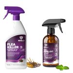 REPELEM Flea Treatment Kit - 1L Flea Spray for The Home with 250ml Natural Flea Repellent | Professional Strength Flea Treatment for House | Household Flea Spray | Low Toxicity Flea Killer for Home