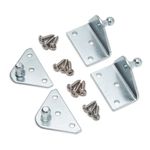 10mm Ball Stud Silver Mounting Bracket for Gas Struts Lift Shocks Spring Closer Piston Props - Pack of 2 Flat & 2 Angled Brackets and Stainless Steel Screws for Boat Campers Hood Bed