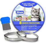 Flea and Tick Collar for Kittens, 8 Months of Cat Flea Collar Protection 2 Collars Made with Premium Plant Based Essential Oil Waterproof and Natural Treatment Prevention Free Comb, 2 Pack