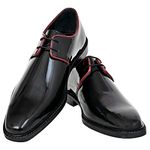 HX London Formal & Party Patent Leather Derby Lace-Up Shoe for Men Black, Size_7