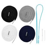 4Pcs Replacement Drawstring Cord for Pants,Round Cotton Drawstring for Hoodies/Sweatpants/Sweaters/Jogging Bottoms with Flexible Threader