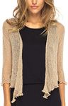 Back From Bali Womens Lightweight Knit Cardigan Shrug Lite Sheer Mocca