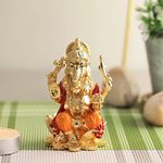 Collectible India Lord Ganesh Idol Statue for Car Dashboard Gold Plated Ganesha Idols Showpiece for Home Decor & Gifts