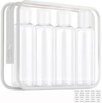 Clear Toiletry Travel Bottles, 3.4oz/100ml TSA Approved Empty Containers with Toiletry Bag - Cosmetic Kit with Labels for Shampoo, Conditioner, Lotion, and Airplane Accessories(4Pack, White)