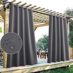 StangH Extra Wide Outdoor Curtains - Outdoor Patio Curtains Waterproof Indoor Outdoor Blackout Thermal Grommet Curtain Panels for Front Porch Sliding Door, 1 Panel, Grey, Wide 70 x Long 84 inches