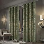 always4u Soft Velvet Curtains 100% Blackout Window Treatments Energy Efficiency for Bedroom Gold Foil Printed Shining Luxury Curtain Drapes 1 Pair Sage Green 46 * 54