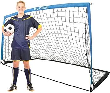 RUNBOW 9x5 ft Portable Kids Soccer Goal for Backyard Adult Junior Large Practice Soccer Net with Carry Bag (9x5ft, Grey Blue, 1 Pack)