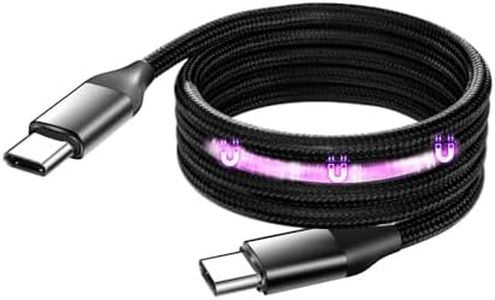 Magnetic 60W USB-C Charger Cable - USB C to USB C, Coiled Type C Fast Charging Cable, Nylon Braided Cord Compatible for Pad for Samsung Galaxy
