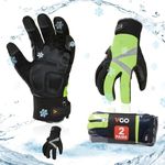 Vgo 2Pairs -4℉ or above 3M Thinsulate C100 Lined High Dexterity Touchscreen Synthetic Leather Winter Warm Work Gloves, Waterproof Insert (Size XXL,Black,Fluorescent Green,SL8777FW)