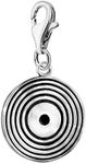 Quiges 925 Sterling Silver Black Enamel LP Record Lobster Clasp Charm Clip on Pendant