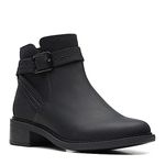 Clarks Womens Ankle Boot, Black Leat, 5 US