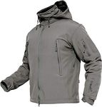 TACVASEN Work Jackets for Men Waterproof Softshell Fleece Jacket Winter Tactical Jackets Snow Ski Warm Thermal Parka Grey,M