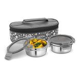 MILTON Lifestyle Lunch Stainless Steel Lunch Box, Set of 2, (300 ml Each), Grey | Light Weight | Easy to Carry | Leak Proof | Food Grade | Odour Proof