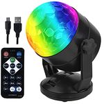 Remote Control Battery Powered Portable Sound Activated Party Lights for Outdoor and Indoor, or USB Plug in, Dj Lighting, RBG Disco Ball, Strobe Lamp Stage Par Light for Car Room Dance Parties