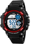 Time Up Digital Dial Backlight,Alarm,Stopwatch Sports Watch for Men-GSPORTS-X (Red)