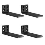 MLOQI 4 Pack Scaffold Board Shelf Brackets Heavy Duty, Black Floating Shelf Bracket, 5mm Thick Wall Brackets for Shelves up to 50 KG (15cm)