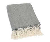 Irish Wool Blanket Cashmere & Merino Grey Herringbone Throw