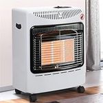 Warmiehomy Small Portable Gas Heater 4.2kw Free Standing Calor Gas Heater Indoor with 3 Heating Settings, Wheels, Regulator, Hose, Butane Cabinet Heater for Home, Office, Workshop, Camping, White