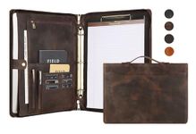 YLYYHH Personalized Padfolio for Men, 8.5 × 14” Legal Size Portfolio Organizer, Leather Binder 3 Ring, Clipboard Women, with Handle 15-inch Laptop (Non-Custom. Dark Khaki)