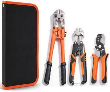 3-Piece Bolt Cutter Pliers Set,14" Heavy Duty & 8" Mini Bolt Cutter,7" Wire Cable Cutter,Ergonomic Handle,More Efficient Leverage for Cutting Locks,Chains,Iron Wire (3Piece)