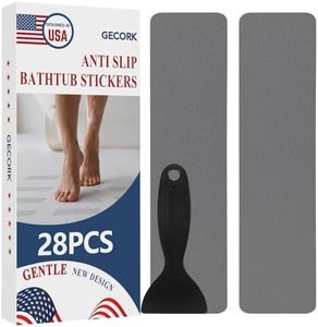 Gecork 28 PCS Shower Floor Non Slip Stickers with Strong Adhesive, Invisible & Durable Anti Slip Shower Stickers with Scraper for Bath Tub, Pools and Stairs(Grey,Wide Rectangle)