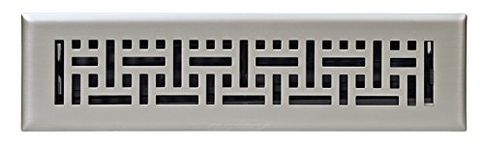 Accord Ventilation AMFRSNB212 Wicker Design Floor Register, Satin Nickel, 2" x 12", Silver