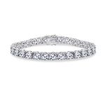 Platinum Plated Sterling Silver Tennis Bracelet set with Round Cut Swarovski Zirconia, 7.25"