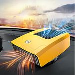 Baceyong 12V/24V Portable 2-in-1 Mini Car Heater Fan Defroster, Cigarette Lighter 360° Adjustable Car Warmer, Black/Yellow/Red