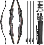 CVLIFE 62" Recurve Bow and Arrow Set for Adults and Hunter,40lb Right Hand Wooden Takedown Hunting Recurve Bow,for Beginners to Advanced,Outdoor Hunting and Target Practice
