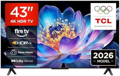 TCL 43V6D-UK 43 Inch 4K HDR, Fire TV, HDR10+, Dolby Atmos, DTS:X, Game Master, Motion Clarity, AirPlay 2, Press & Ask Alexa (2026 New Model)