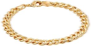 Barzel 18K Gold Plated 6MM Curb/Cuban Link Gold Chain Bracelet For Men Or Women