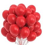 Prextex 75 Red Party Balloons 12 Inch Red Balloons with Matching Color Ribbon for Red Theme Party Decoration, Weddings, Baby Shower, Birthday Parties Supplies or Arch Décor - Helium Quality