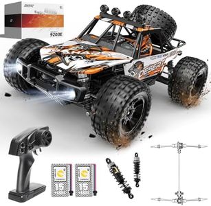 DEERC 1:10 Large RC Truck W/Lights, 30KM/H Fast RC Car for Adults & Boys, 4X4 Off-Road Hobby RC Monster Truck, 2 Rechargeable Batteries, 2.4 GHz All Terrain Remote Control Car Toys for 30mins Fun