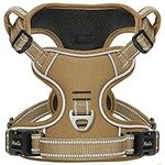 HEELE Dog Harness, Dog Harness for Small Medium Large Dogs No Pull Adjustable Padded Reflective Harness with Handle for Walking Training, Brown, M