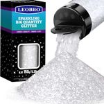 LEOBRO White Glitter, Glitter, 150G/5.29OZ Christmas Glitter for Crafts, Clear Glitter, Festival Snow Craft Glitter Flakes Sparkles Glitter for Resin Arts Crafts Tumbler Christmas Decor, 1/24”(1MM)