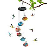 Charming Wind Chimes Hummingbird Feeders for Outdoors Hanging ant and bee Proof, Glass Hummingbird Feeders for Garden, Yard, Deck, Patio Decor - Gifts (6balls-Mixed Colors)