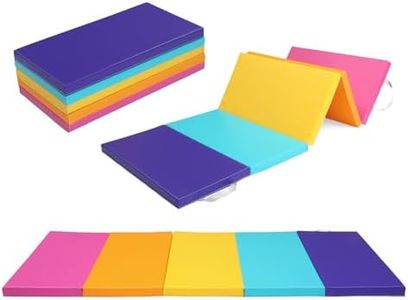 Bonnlo Folding 5-fold Gymnastics Gym Exercise Aerobics Mat, 192cm x 76cm x 4cm PU Leather Tumbling Mats for Stretching Yoga Cheerleading Martial Arts (Multi-color)