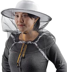 Beekeeping Veil Hat Bee Keeper Hunting Net Netting Cap Beekeepers Costume Gnats Insect Bug Mosquito Mesh Hats, White, L