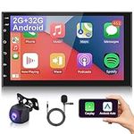 Double Din Car Stereo Radio Android 2GB 32GB, 7 inch Touchscreen Wireless Apple Carplay Android Auto, Hodozzy Car Radio Bluetooth DSP HiFi FM RDS Radio GPS Navigation WiFi USB Reversing Camera 2 Din