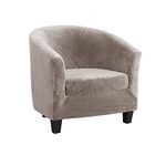 Topchances 2 Pieces Tub Club Chair Covers,High Stretch Armchair Sofa Slipcover with Cushion Cover, Velvet Furniture Protector Soft Couch Covers for Dining Living Room Office Reception