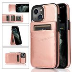 Felico Wallet Case Compatible with iPhone, [Kickstand Feature] [Card Holder] PU Leather Protective Cover, Embossed Mandala Pattern Flower 4 Card Slots Shockproof Flip Cases 6.7 Inch Rose Gold